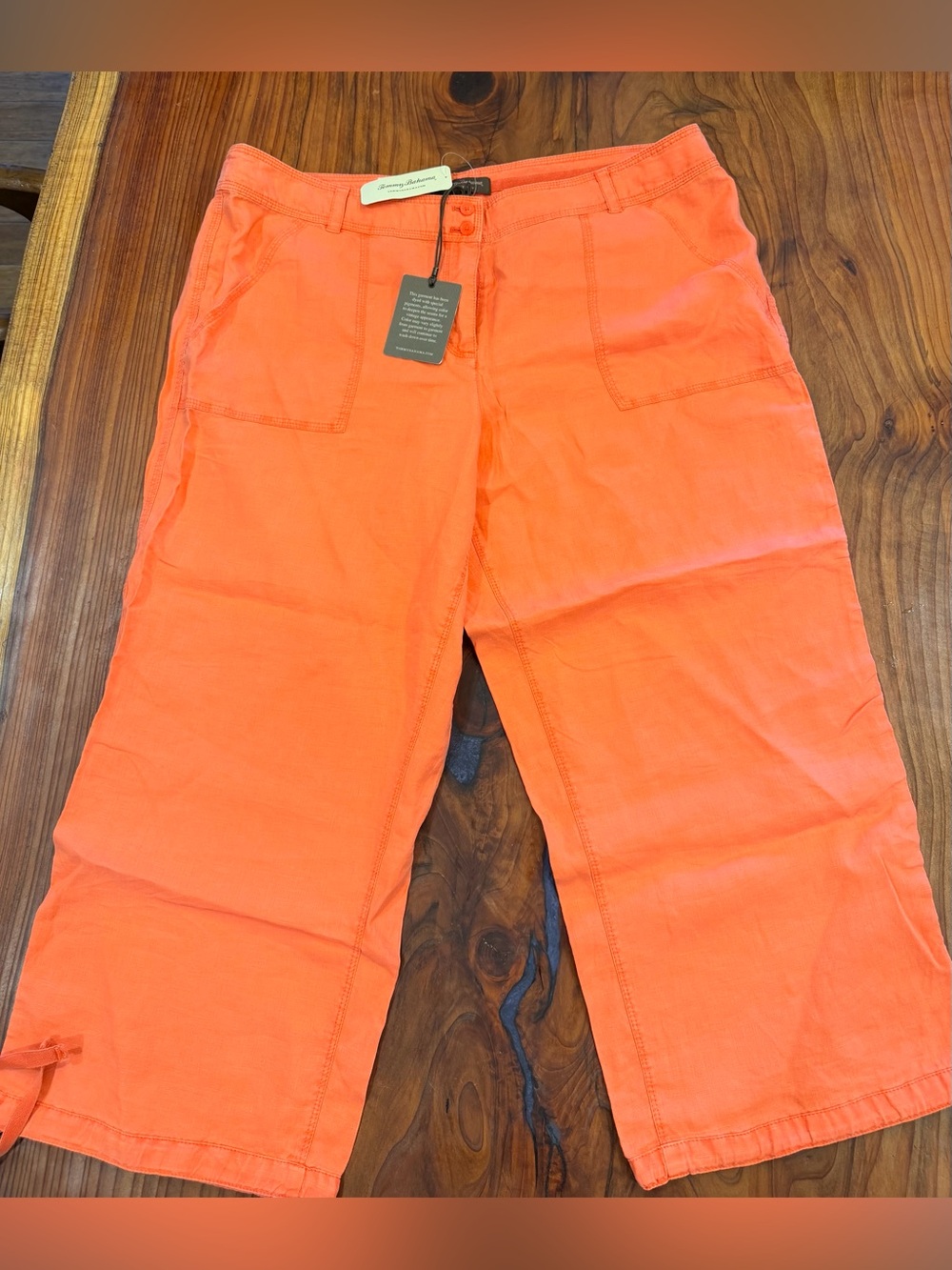 Tommy Bahamas womens two palms crop pants burnt coral Size 16